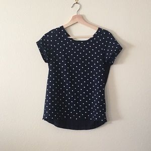 Navy polkadot blouse